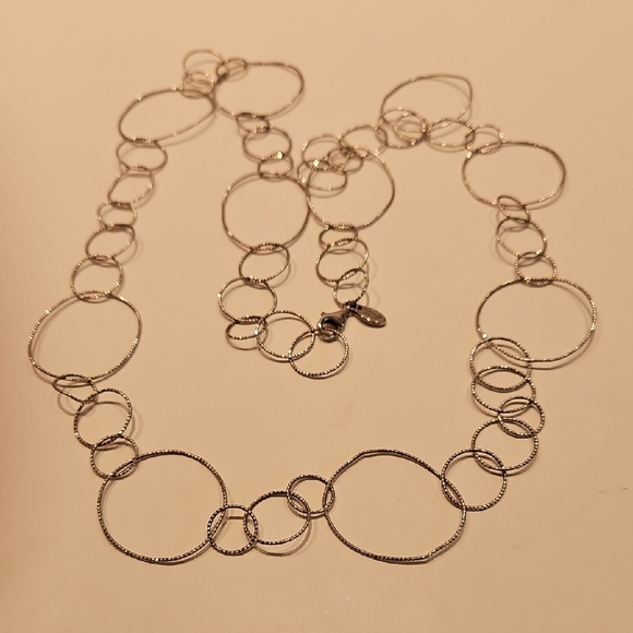 39" Long 925 FREDERIC DUCLOS Elegant Circle Silver Necklace - Picture 1 of 7